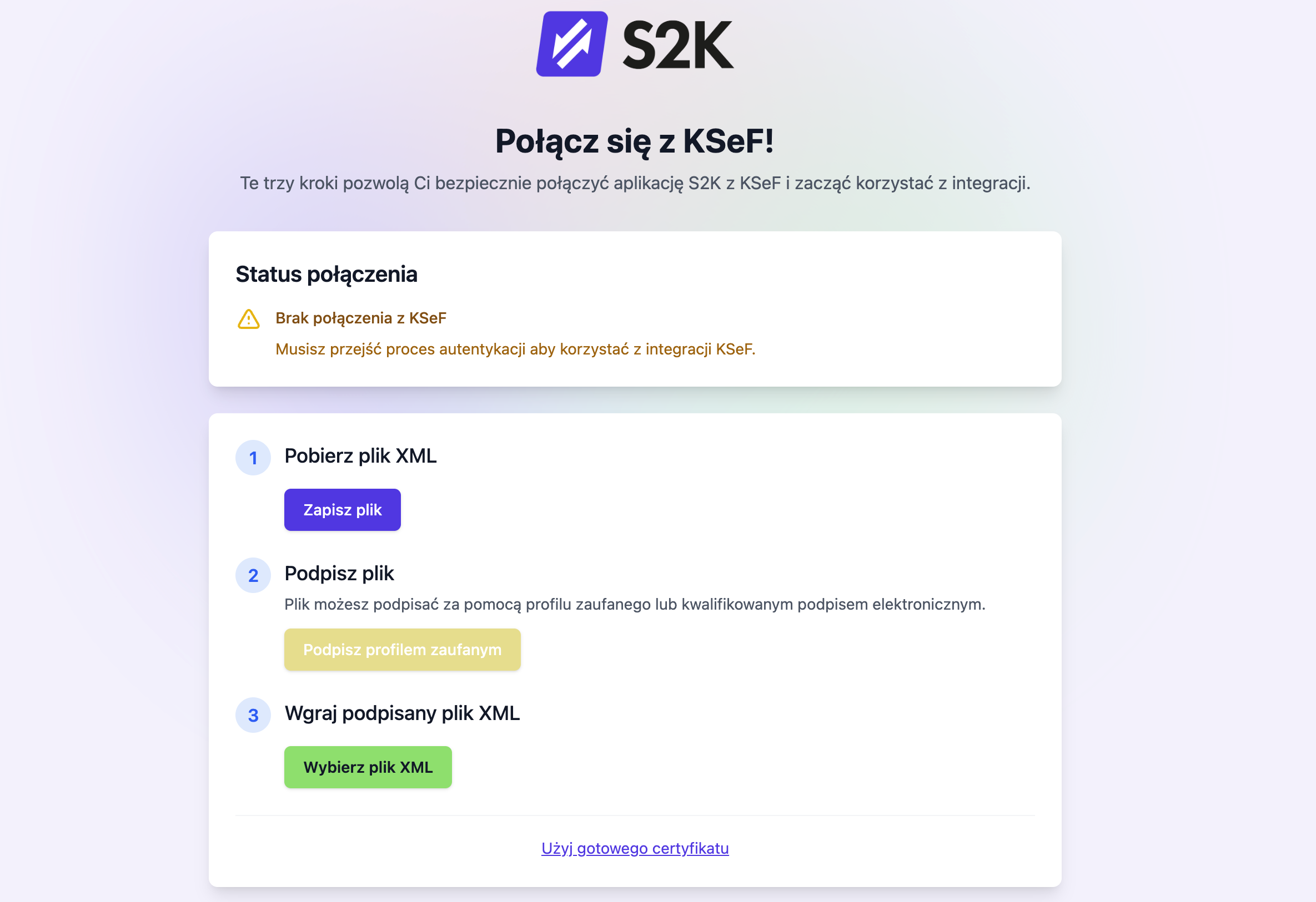 S2K - połączenie z KSeF przez XML